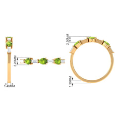 Peridot and Moissanite East West Half Eternity Ring