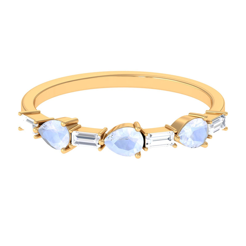 Moonstone and Diamond East West Half Eternity Ring