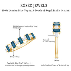 London Blue Topaz and Diamond Baguette Eternity Band Ring
