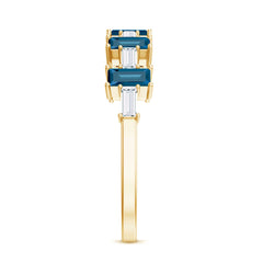 London Blue Topaz and Diamond Baguette Eternity Band Ring