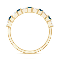 London Blue Topaz and Diamond Baguette Eternity Band Ring