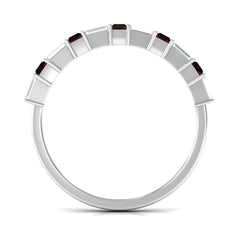 Genuine Baguette Garnet Diamond Half Eternity Ring