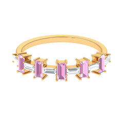 Pink Tourmaline and Moissanite East West Half Eternity Ring