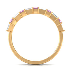 Pink Tourmaline and Moissanite East West Half Eternity Ring