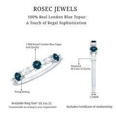 London Blue Topaz Wedding Eternity Band with Diamond