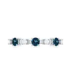 London Blue Topaz Wedding Eternity Band with Diamond