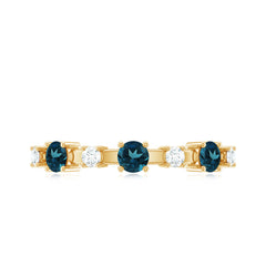 London Blue Topaz Wedding Eternity Band with Diamond