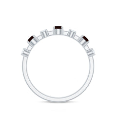 Natural Garnet Diamond Half Eternity Ring