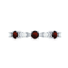 Natural Garnet Diamond Half Eternity Ring