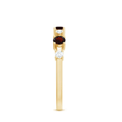 Natural Garnet Diamond Half Eternity Ring