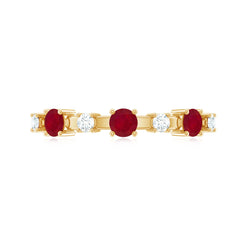 Natural Ruby Half Eternity Anniversary Ring with Diamond