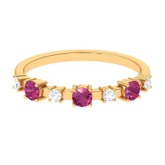 Pink Tourmaline and Diamond Half Eternity Ring