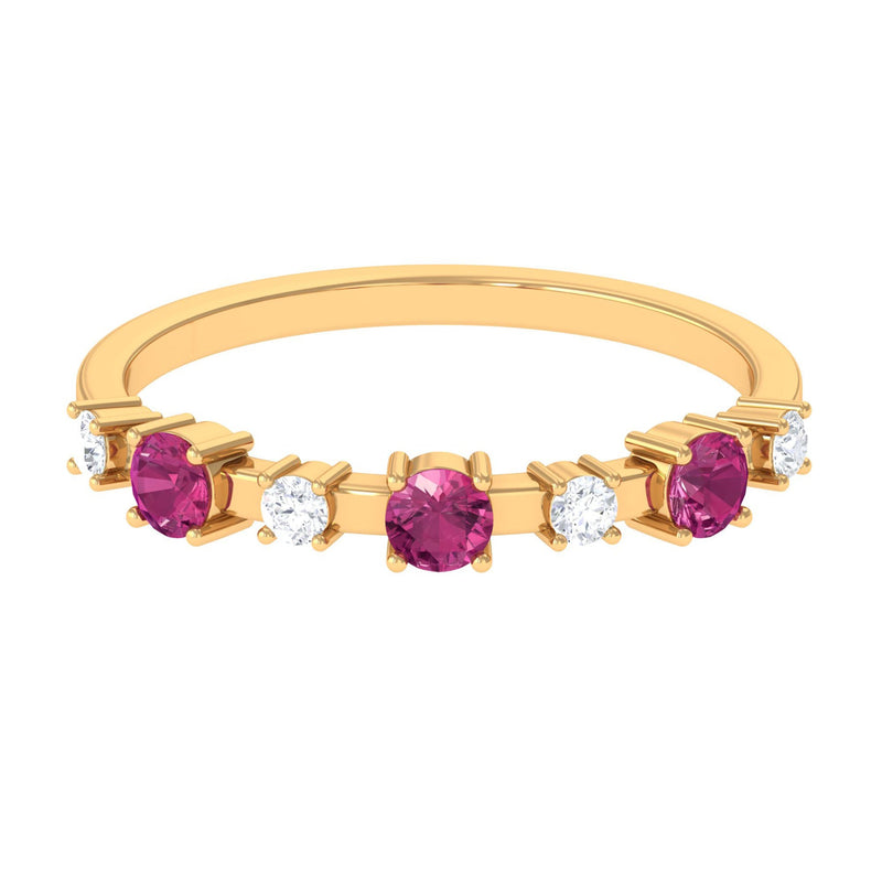 Pink Tourmaline and Diamond Half Eternity Ring
