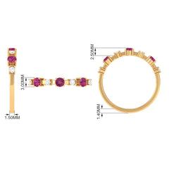 Pink Tourmaline and Diamond Half Eternity Ring
