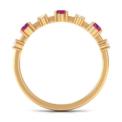 Pink Tourmaline and Diamond Half Eternity Ring