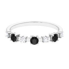 Black Spinel and Diamond Half Eternity Ring
