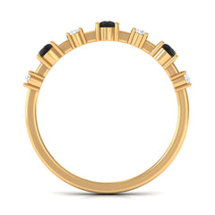 Black Spinel and Diamond Half Eternity Ring