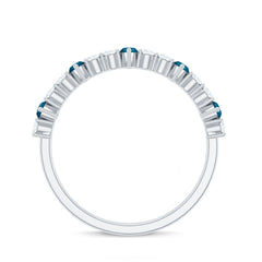 Marquise London Blue Topaz Semi Eternity Band with Diamond