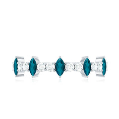 Marquise London Blue Topaz Semi Eternity Band with Diamond