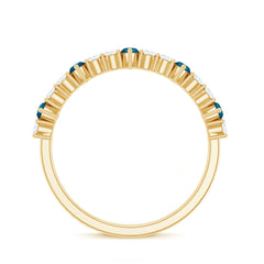 Marquise London Blue Topaz Semi Eternity Band with Diamond
