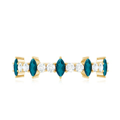 Marquise London Blue Topaz Semi Eternity Band with Diamond