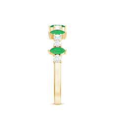Natural Marquise Emerald Diamond Half Eternity Anniversary Ring with Certificate