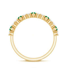 Natural Marquise Emerald Diamond Half Eternity Anniversary Ring with Certificate