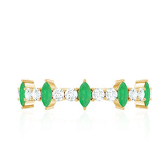 Natural Marquise Emerald Diamond Half Eternity Anniversary Ring with Certificate