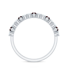 Natural Marquise Garnet Half Eternity Ring with Diamond