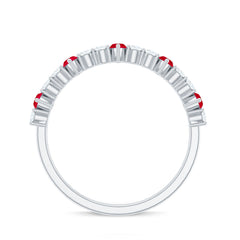 Natural Marquise Ruby Diamond Half Eternity Ring