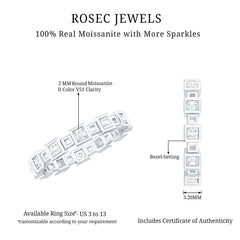 Princess Cut Moissanite Contemporary Wedding Band Ring