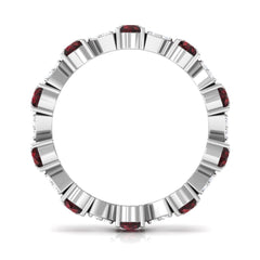 Natural Garnet Diamond Eternity Ring with Certificate