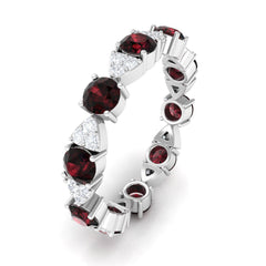 Natural Garnet Diamond Eternity Ring with Certificate