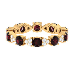 Natural Garnet Diamond Eternity Ring with Certificate