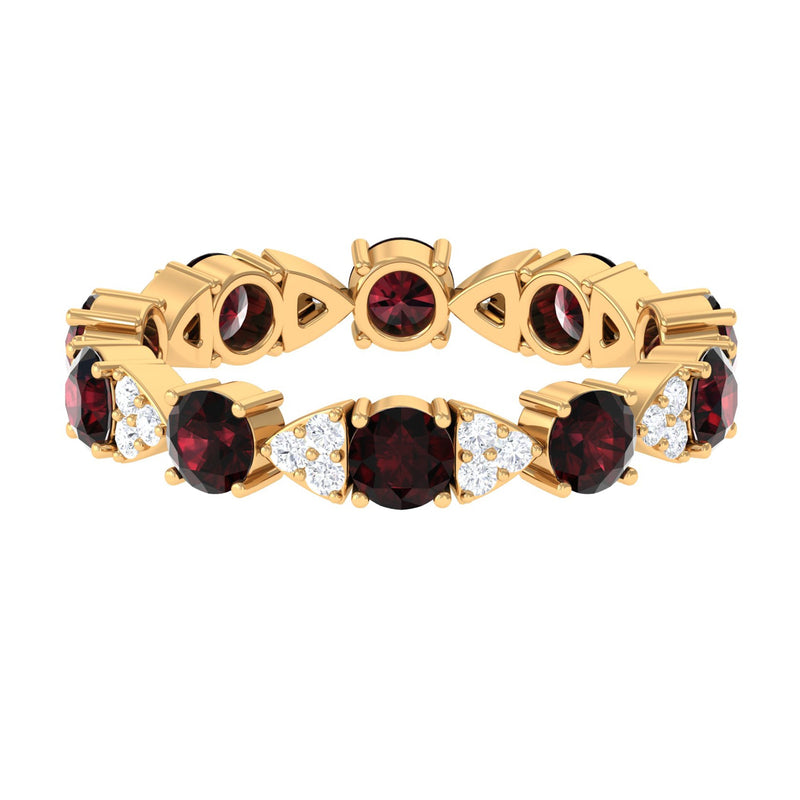Natural Garnet Diamond Eternity Ring with Certificate