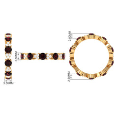 Natural Garnet Diamond Eternity Ring with Certificate