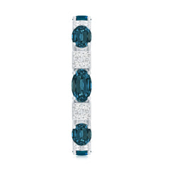 Oval London Blue Topaz Full Eternity Band Ring with Diamond