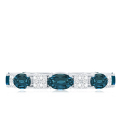 Oval London Blue Topaz Full Eternity Band Ring with Diamond