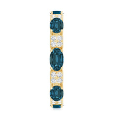 Oval London Blue Topaz Full Eternity Band Ring with Diamond