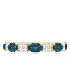 Oval London Blue Topaz Full Eternity Band Ring with Diamond