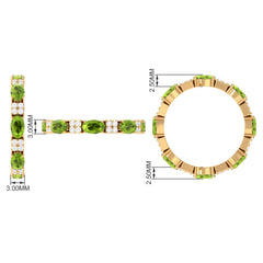 Oval Cut Peridot and Diamond Eternity Ring