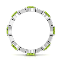 Oval Cut Peridot and Diamond Eternity Ring