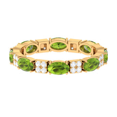 Oval Cut Peridot and Diamond Eternity Ring