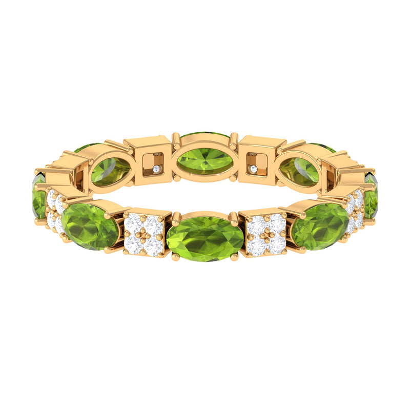 Oval Cut Peridot and Diamond Eternity Ring