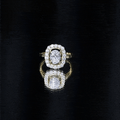 Oval Cubic Zirconia Halo Statement Engagement Ring