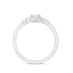 Oval Cut Certified Ethiopian Opal Vintage Inspired Engagement Ring with Diamond