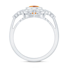 Vintage Looking Citrine Huge Engagement Ring with Moissanite