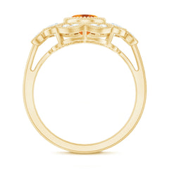 Vintage Looking Citrine Huge Engagement Ring with Moissanite