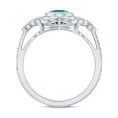 Certified Oval Lab Grown Emerald Antique Looking Engagement Ring