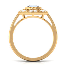 3/4 CT Round Moonstone and Diamond Vintage Engagement Ring